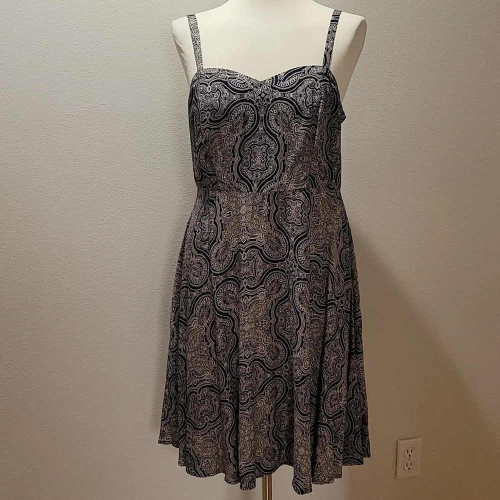 TORRID M/L PAISLEY MIDI CHALLIS TANK DRESS BLUE BANDANA PRINT MINIMALIST SIZE 00 - Picture 6 of 11
